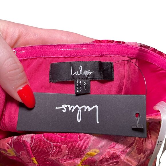 Lulus Brailey Pink Jacquard Strapless Midi Dress - Size XL - NWT - Picture 8 of 8